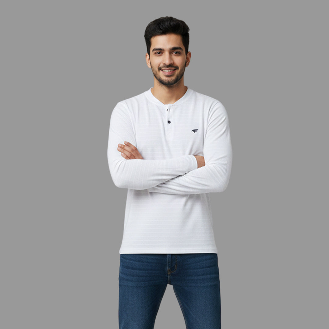 Men Henley Neck T-Shirt