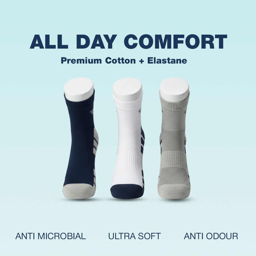 Premium Solid Pack of 3 Socks with AirVent Technology