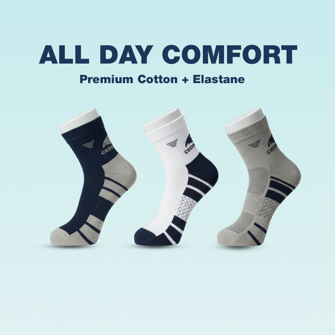 Premium Solid Pack of 3 Socks with AirVent Technology