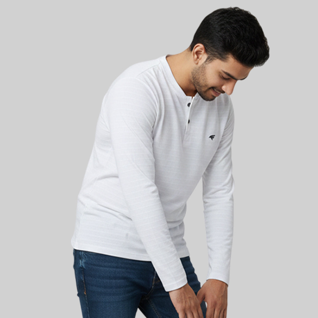 Men Solid Long Sleeve Henley Premium T-Shirt