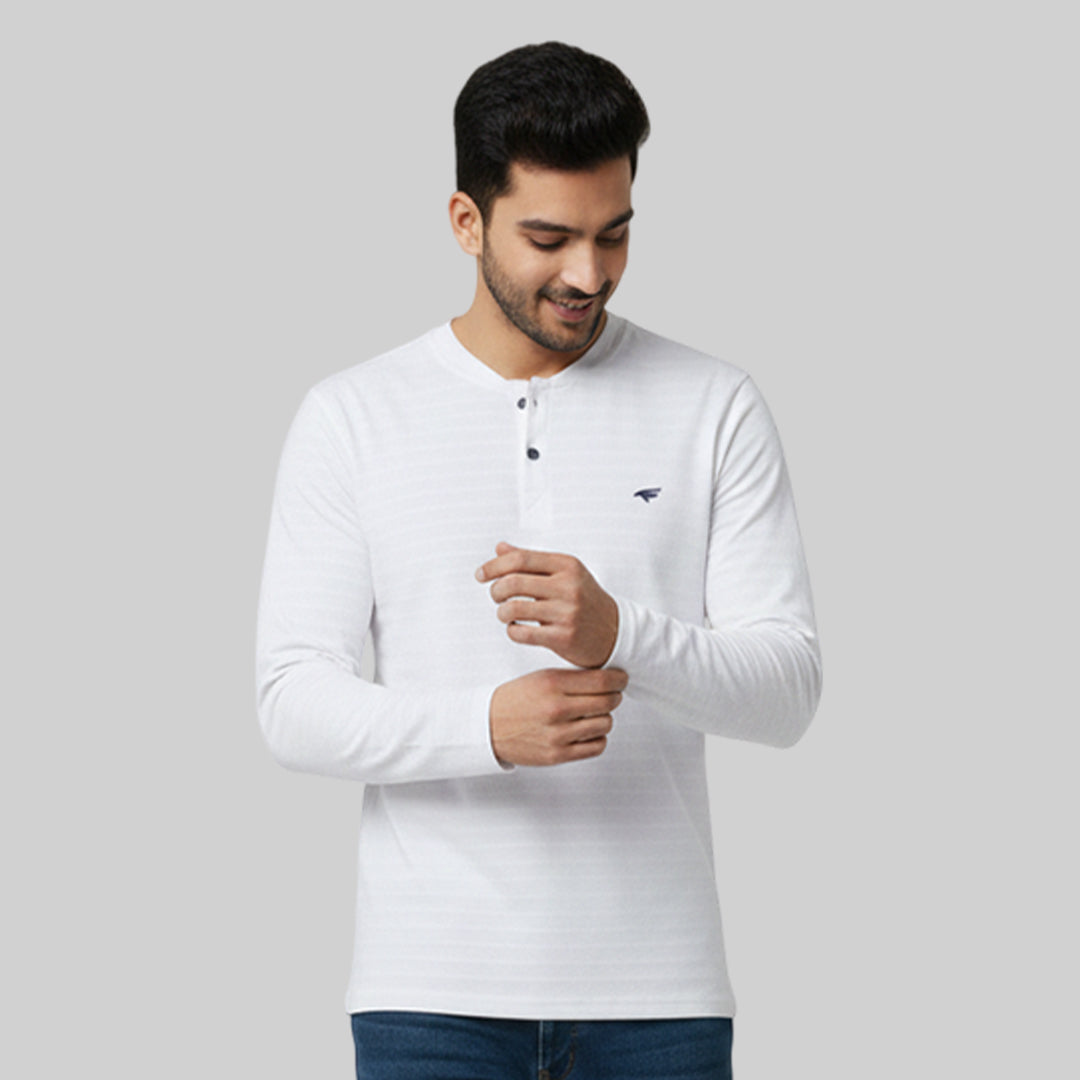 Men Solid Long Sleeve Henley Premium T-Shirt