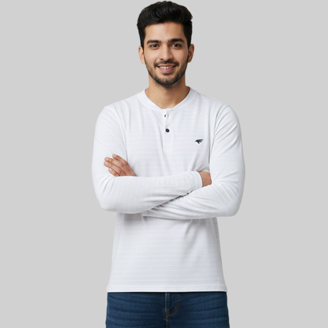 Men Solid Long Sleeve Henley Premium T-Shirt
