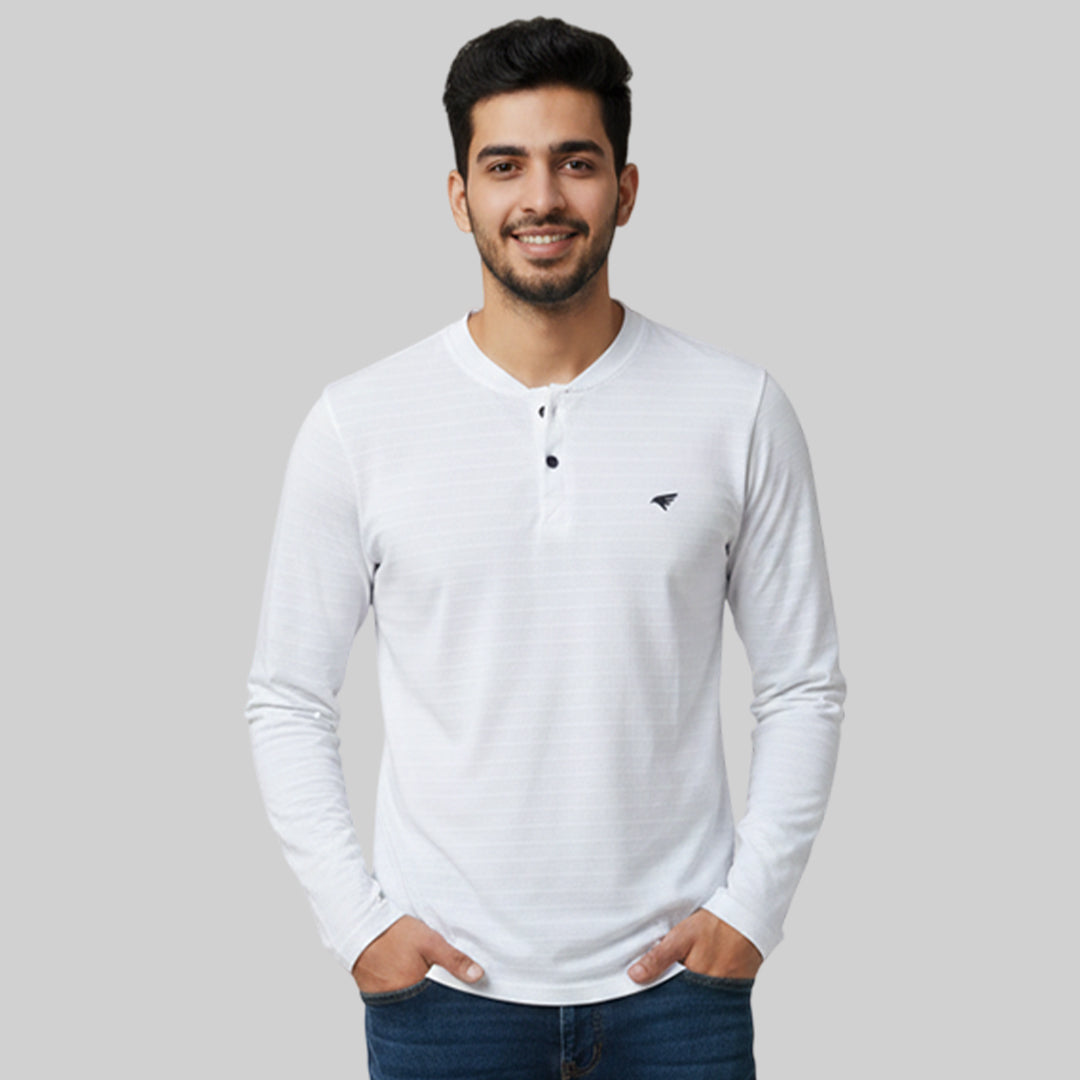 Men Solid Long Sleeve Henley Premium T-Shirt