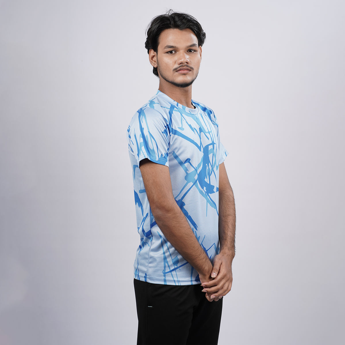 Men Sports Round Neck Printed T-shirt