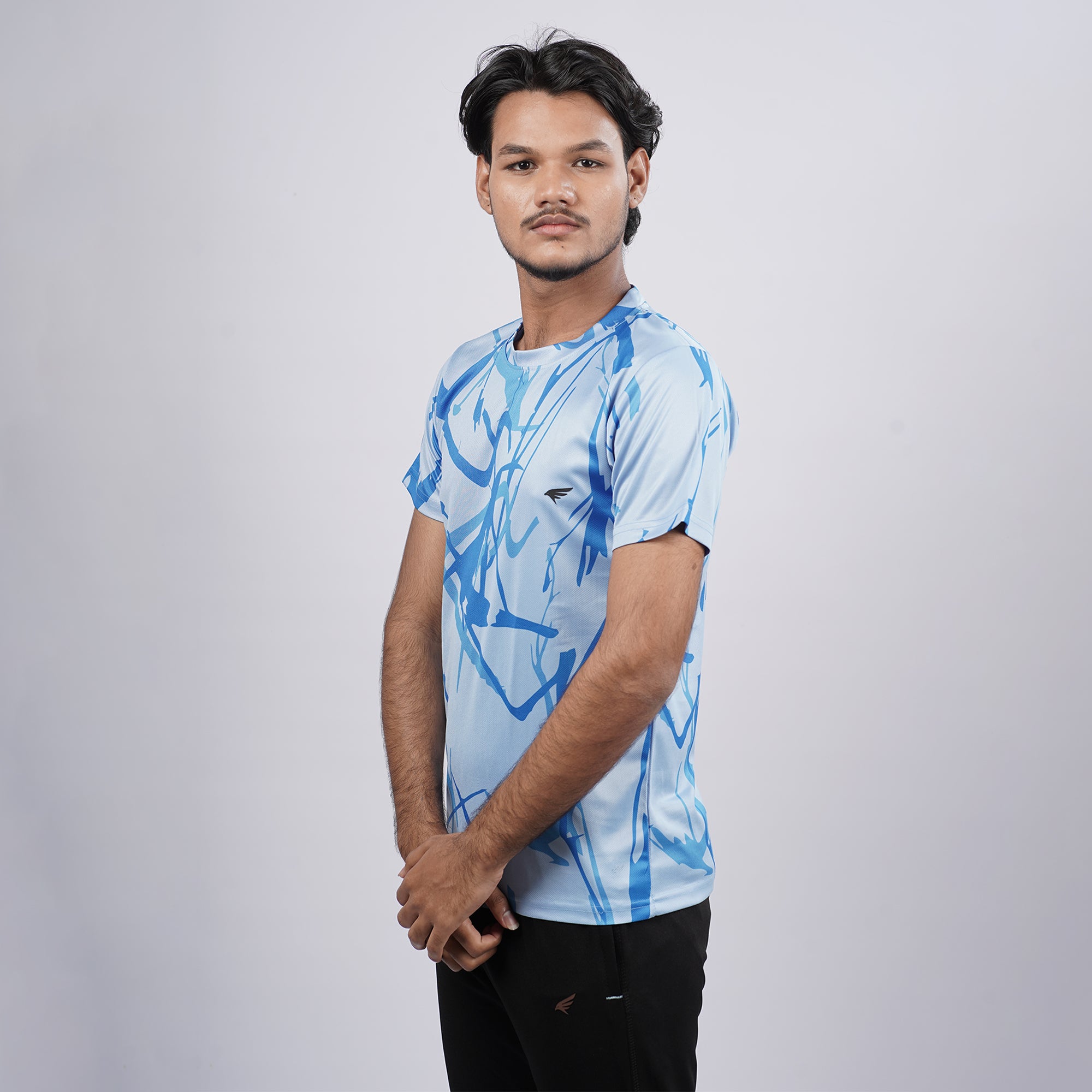 Men Sports Round Neck Printed T-shirt
