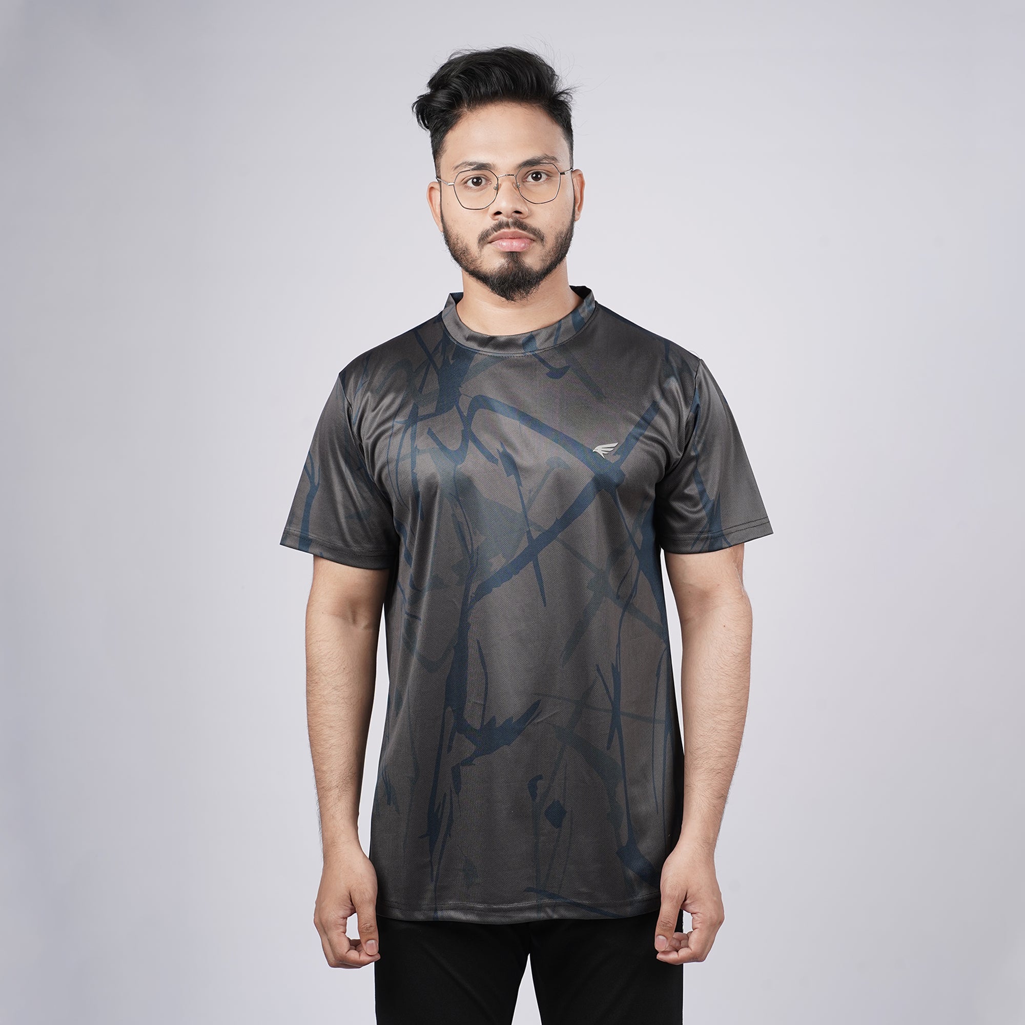 Men Sports Round Neck Printed T-shirt