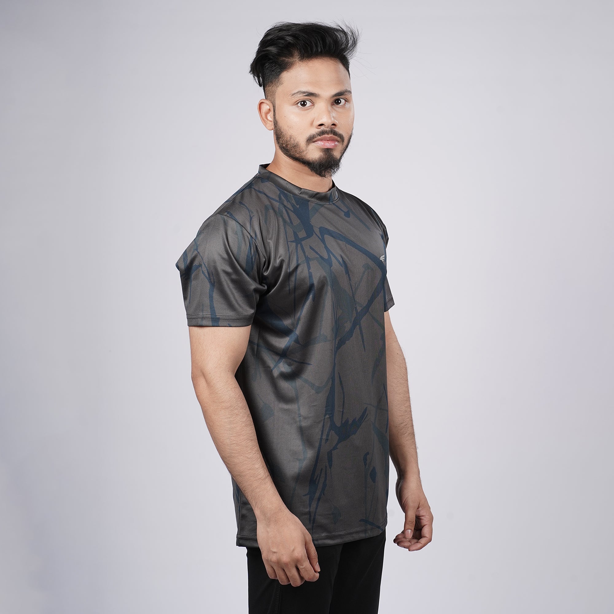 Men Sports Round Neck Printed T-shirt