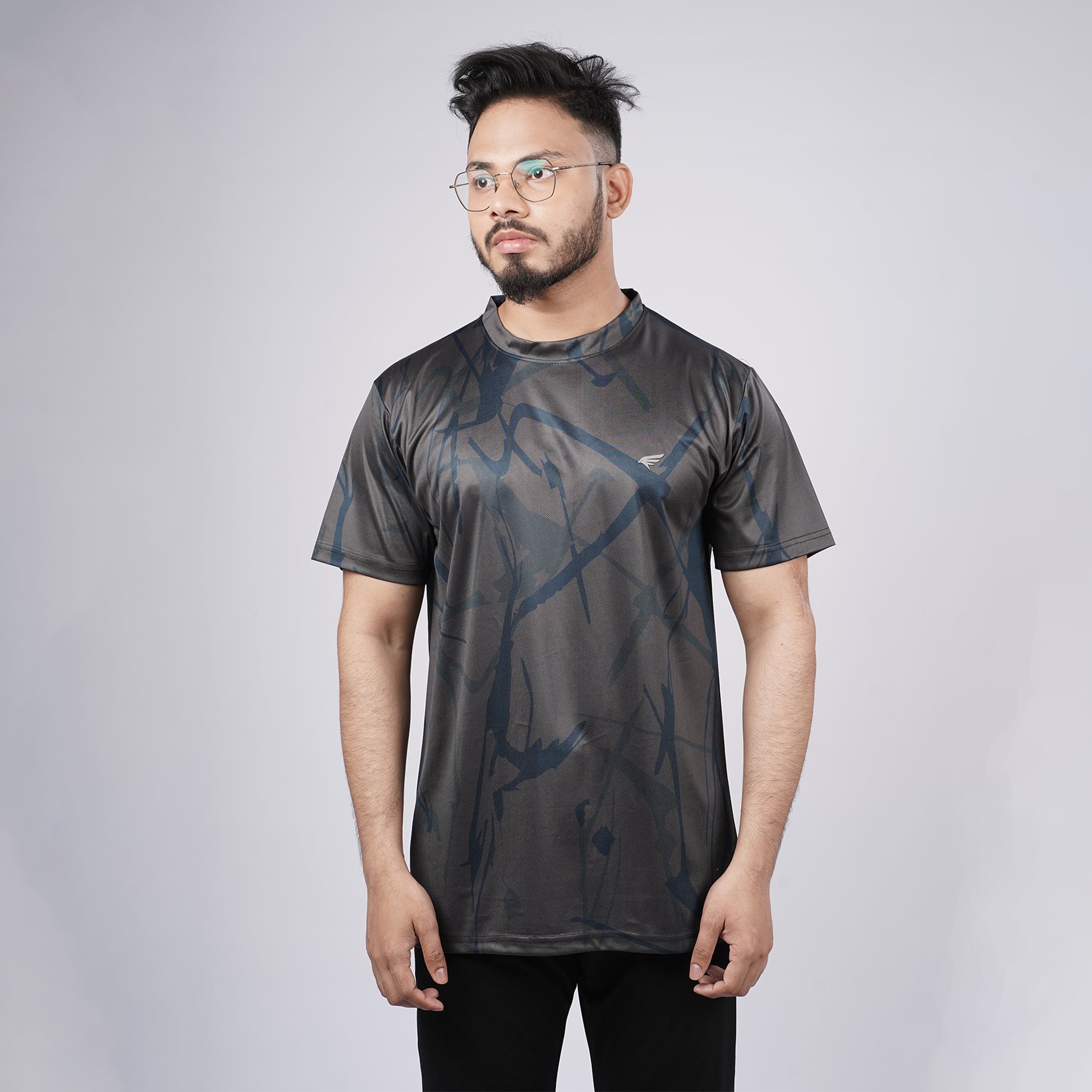 Men Sports Round Neck Printed T-shirt