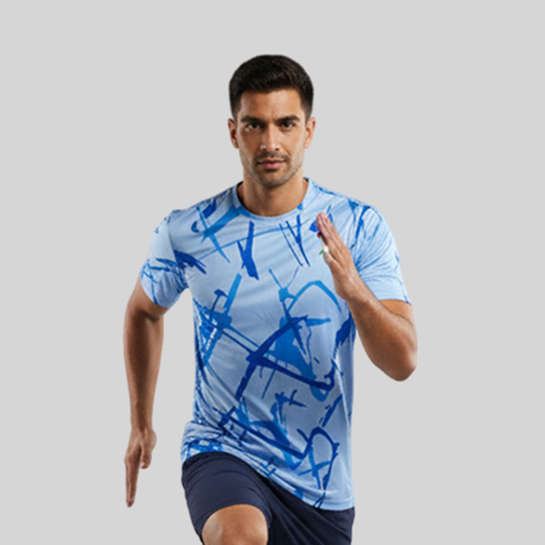 Men Sports Round Neck Printed T-shirt