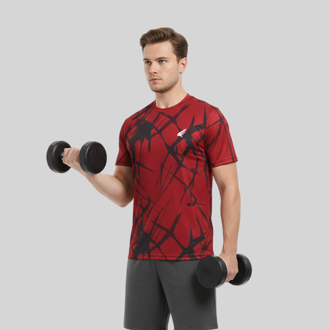Men Sports Round Neck Printed T-shirt