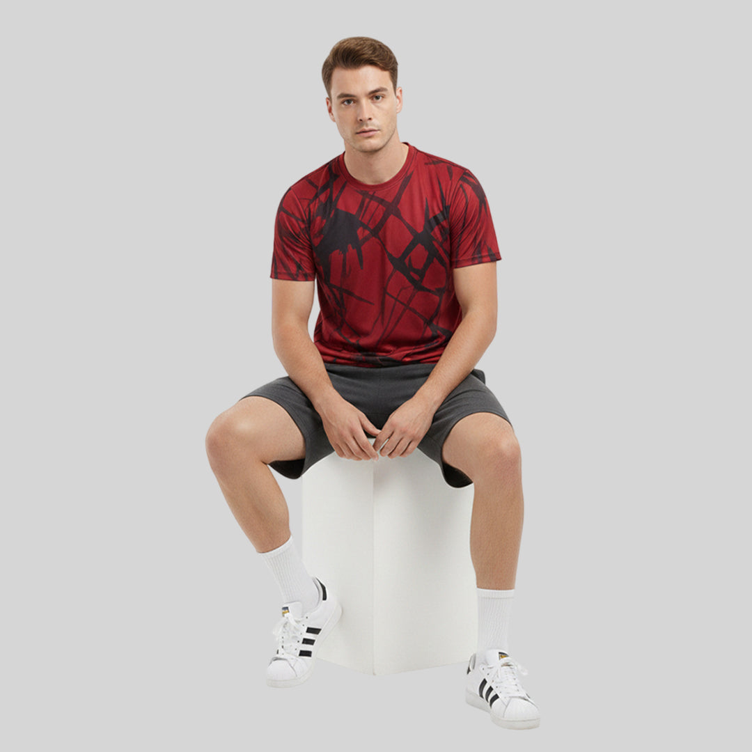 Men Sports Round Neck Printed T-shirt