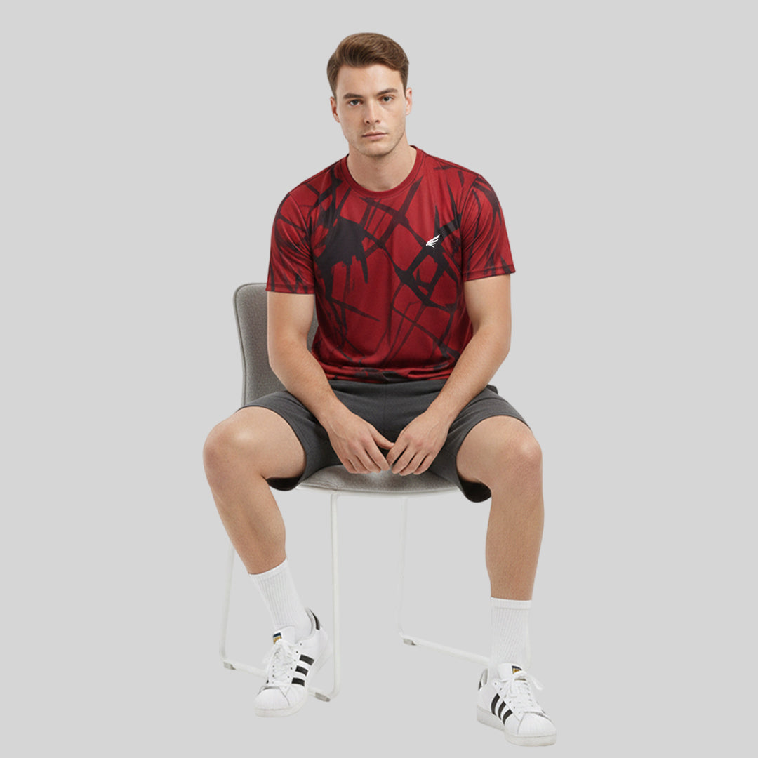 Men Sports Round Neck Printed T-shirt