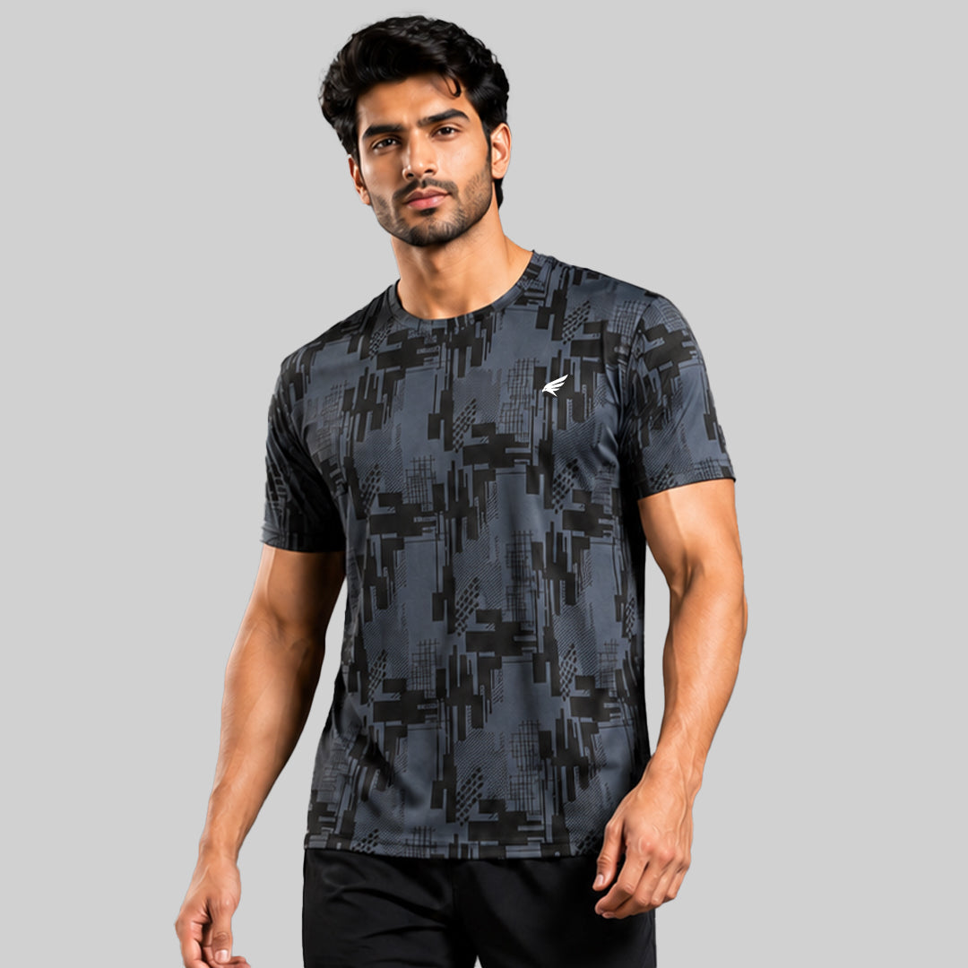 Men Sports Round Neck Agni Printed T-shirt