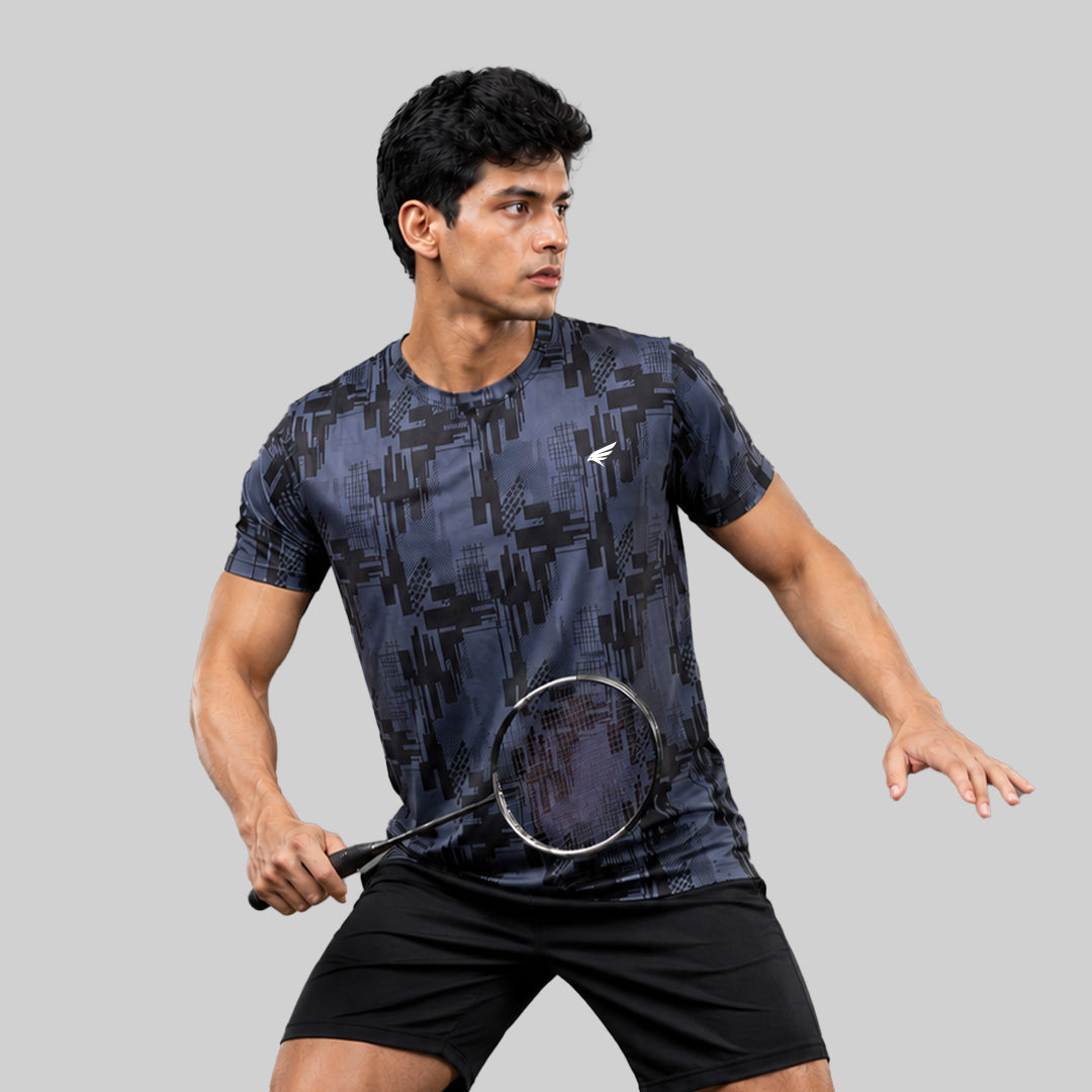 Men Sports Round Neck Agni Printed T-shirt