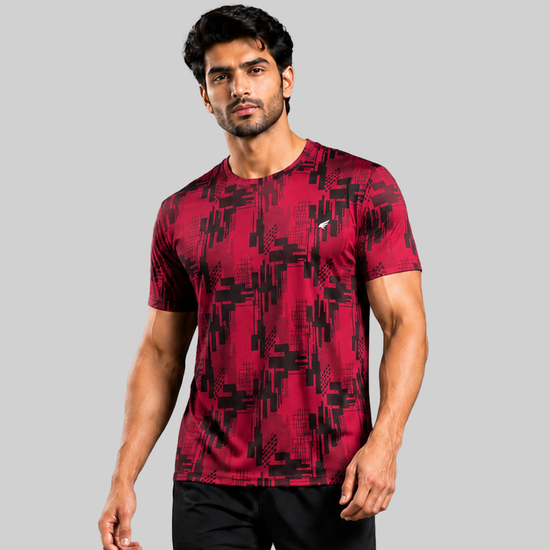 Men Sports Round Neck Agni Printed T-shirt