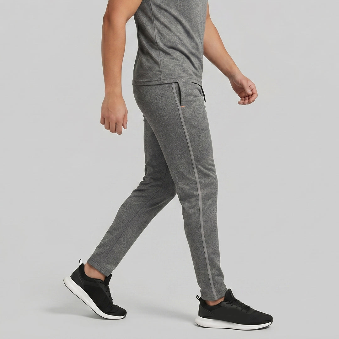 Men Slim Fit Melange Trackpants