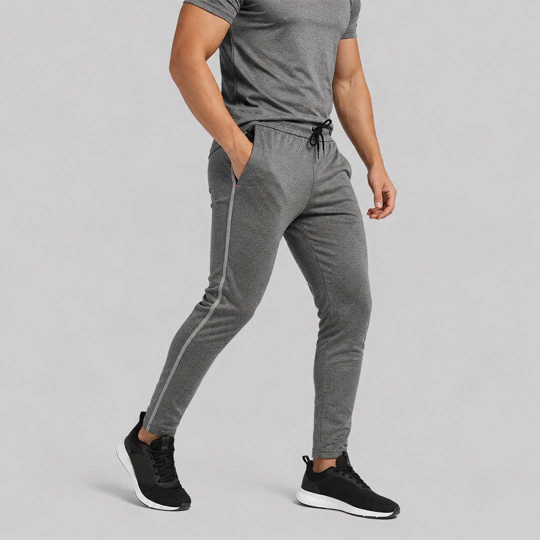 Men Slim Fit Melange Trackpants