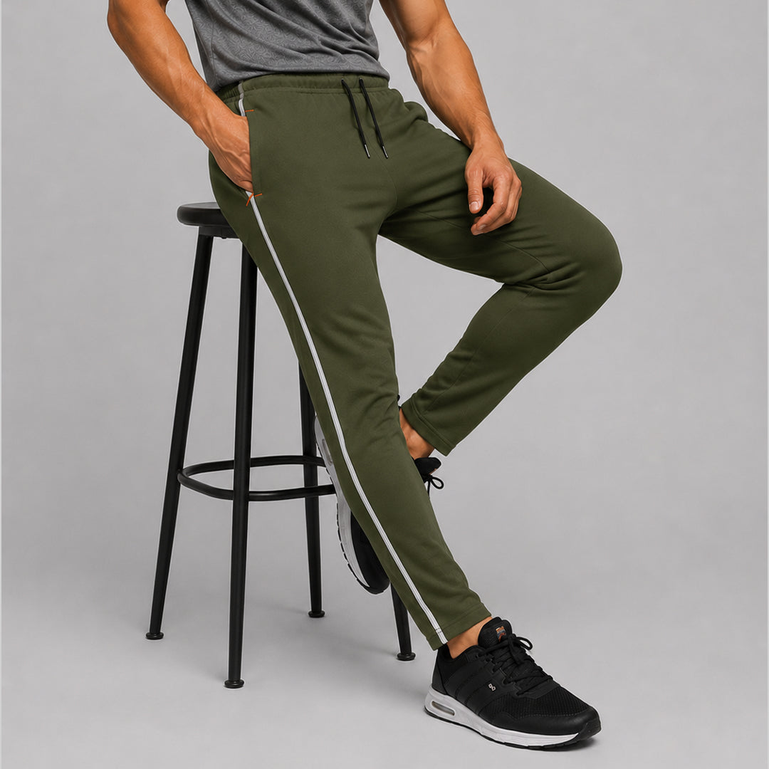 Men Slim Fit Melange Trackpants