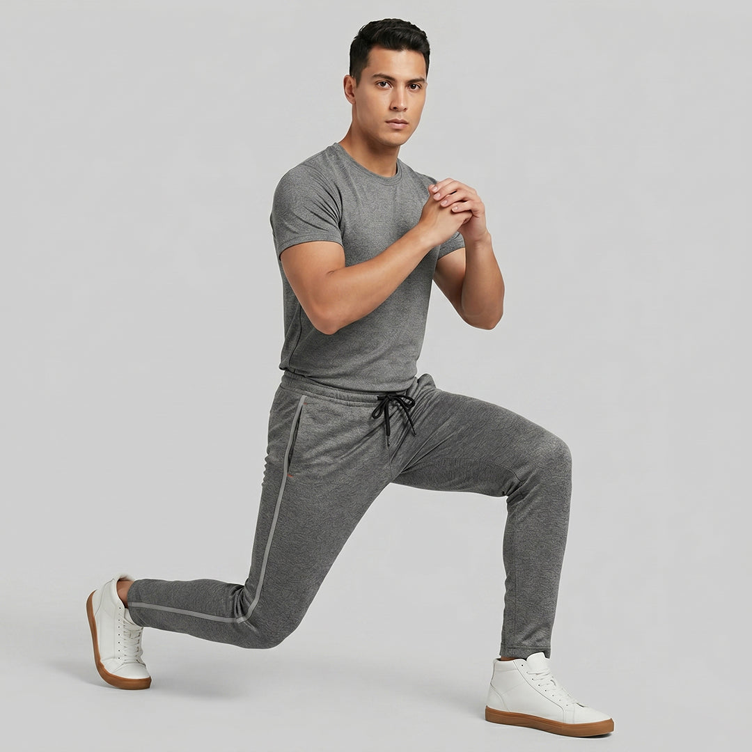 Men Slim Fit Melange Trackpants