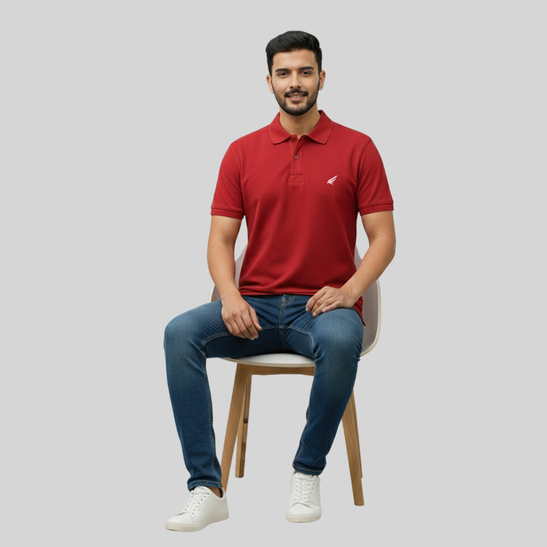 Men Premium Solid Regular Fit Polo T-shirt