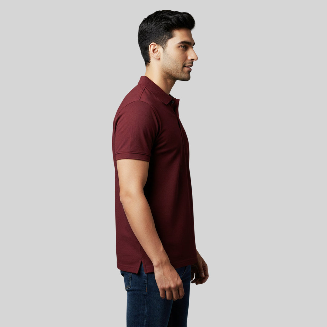 Men Premium Solid Regular Fit Polo T-shirt