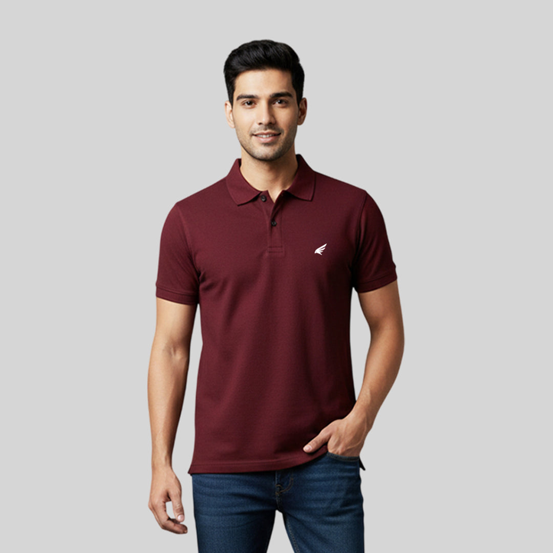 Men Premium Solid Regular Fit Polo T-shirt