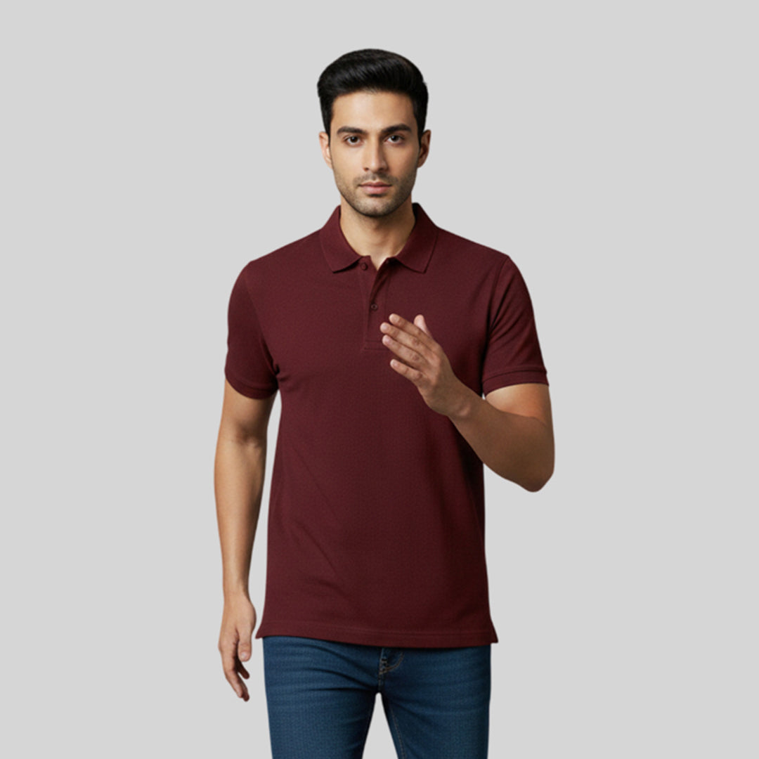 Men Premium Solid Regular Fit Polo T-shirt