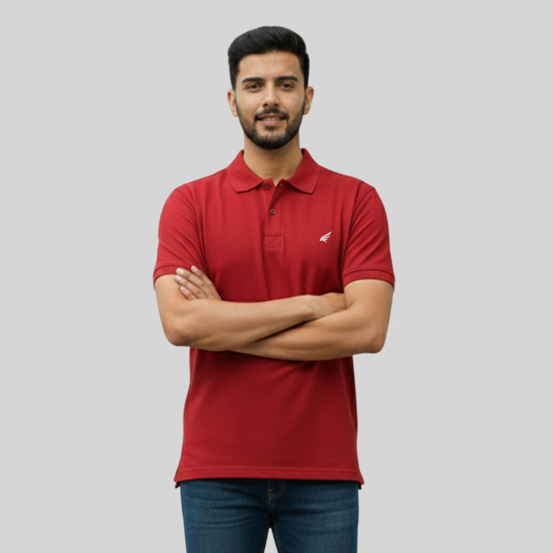 Men Premium Solid Regular Fit Polo T-shirt