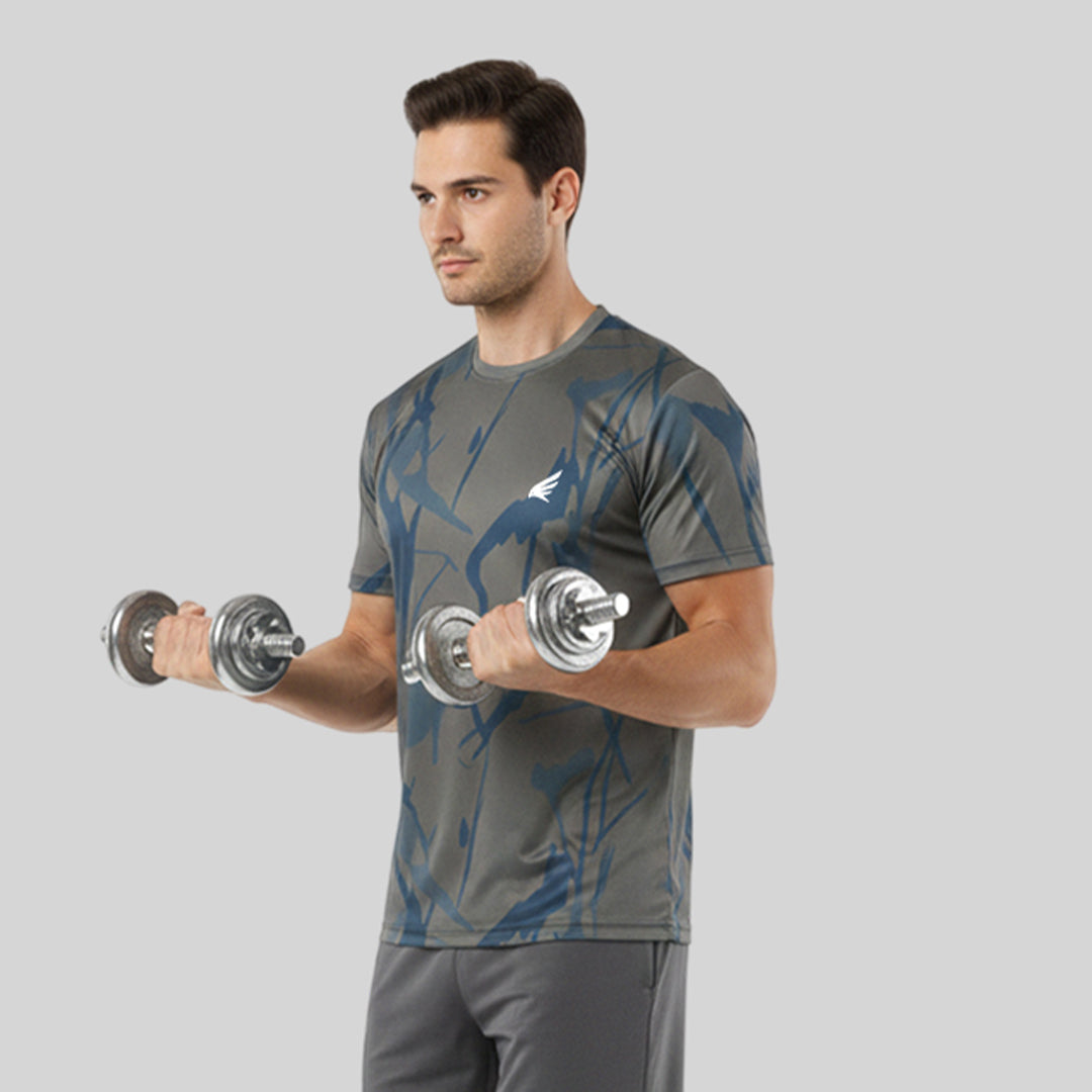 Men Sports Round Neck Printed T-shirt
