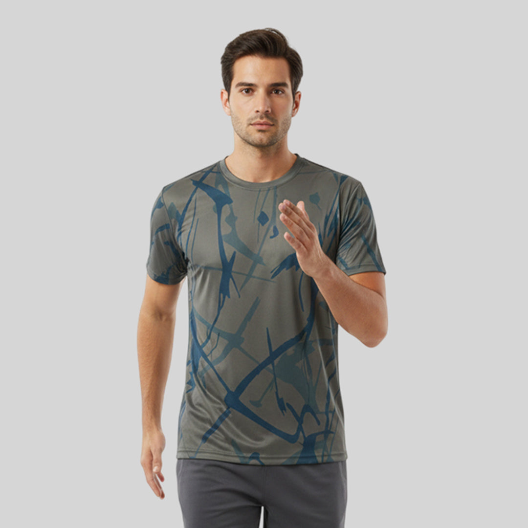 Men Sports Round Neck Printed T-shirt