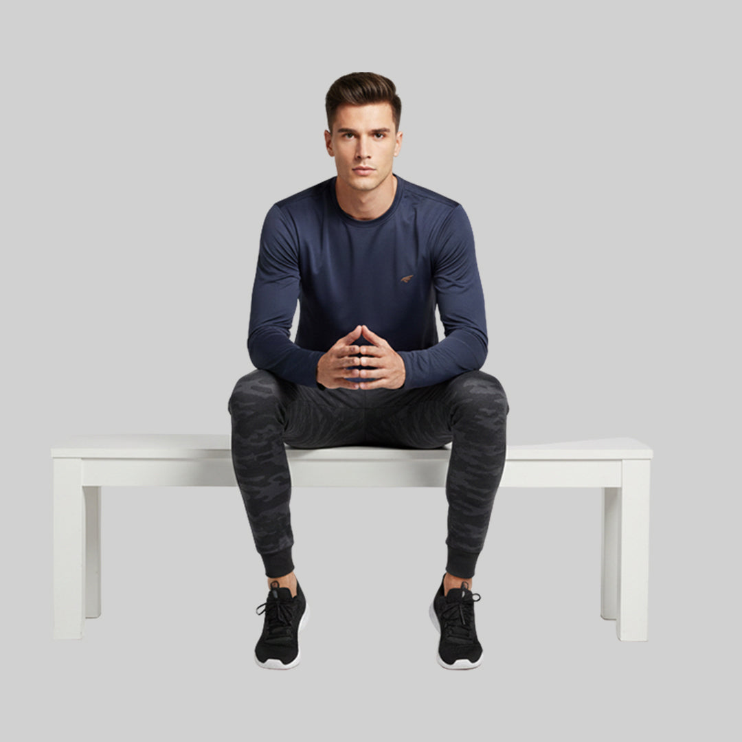 Men Solid Full Sleeve Regular Fit T-Shirt