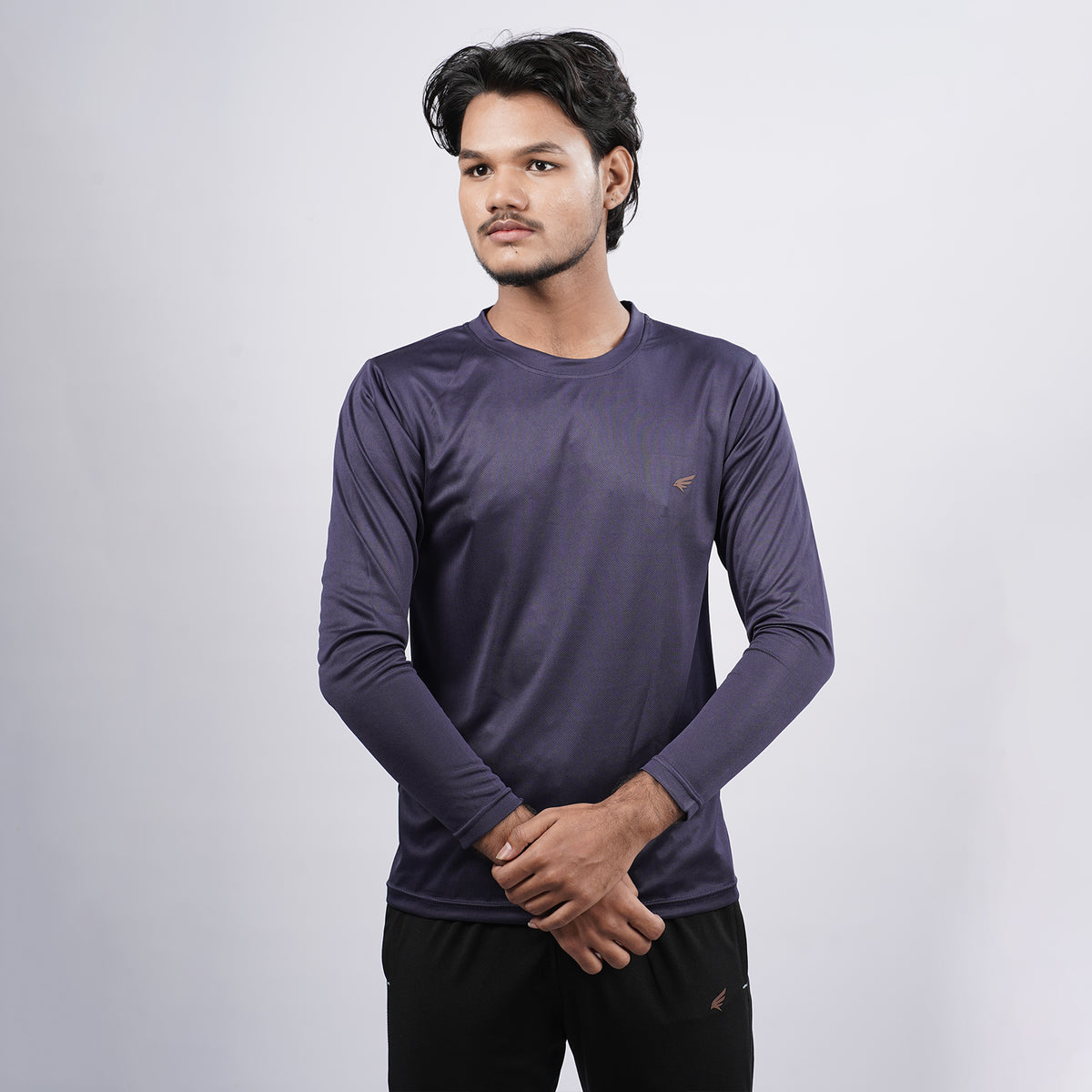 Men Solid Full Sleeve Regular Fit T-Shirt