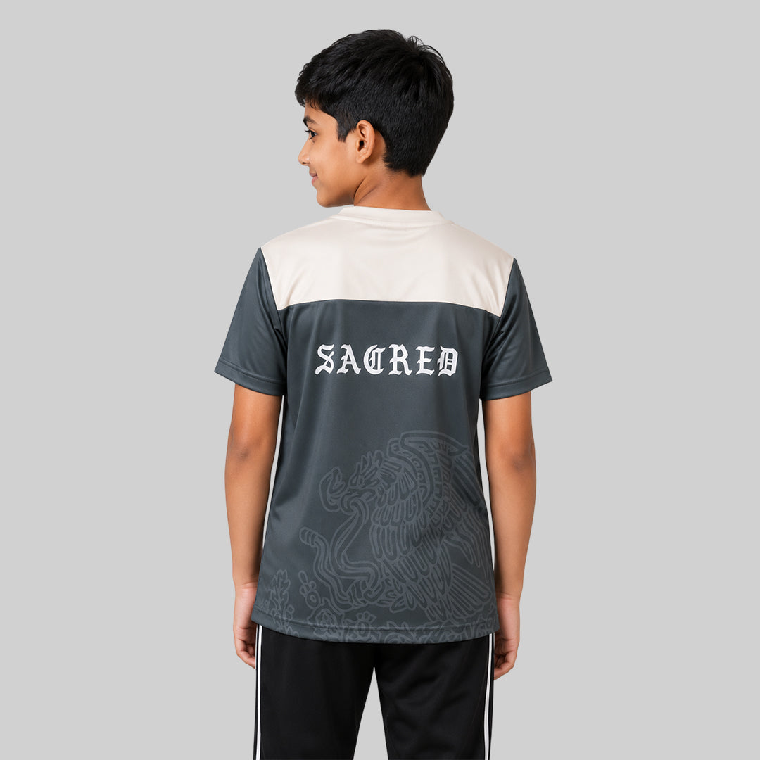 Kids Graphic Print Sports T-Shirt – Quick-Dry Athletic V-Neck Jersey
