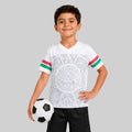 Kids White  Jersey | V-Neck Half Sleeve Sports T-Shirt | Lightweight Micro Polyester | Regular Fit