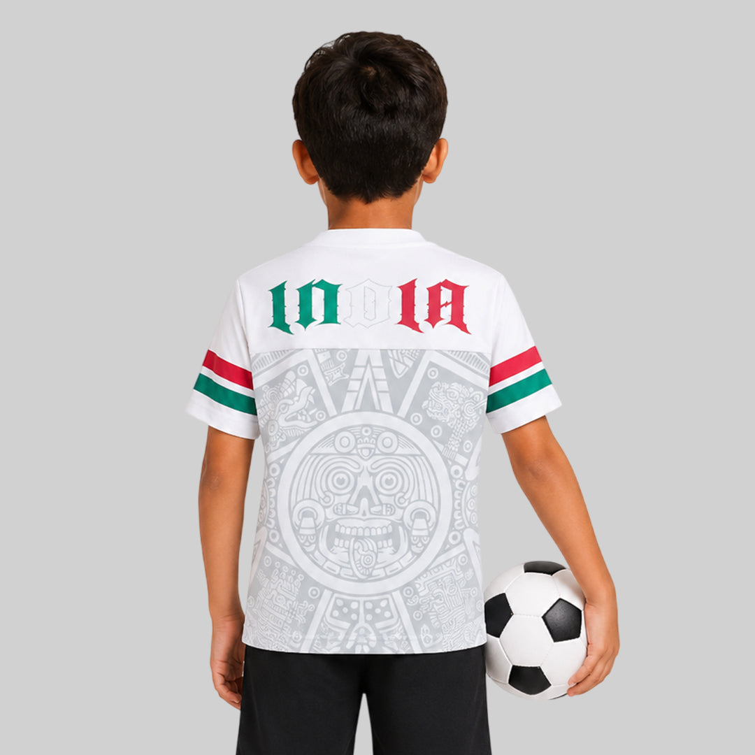 Kids White  Jersey | V-Neck Half Sleeve Sports T-Shirt | Lightweight Micro Polyester | Regular Fit
