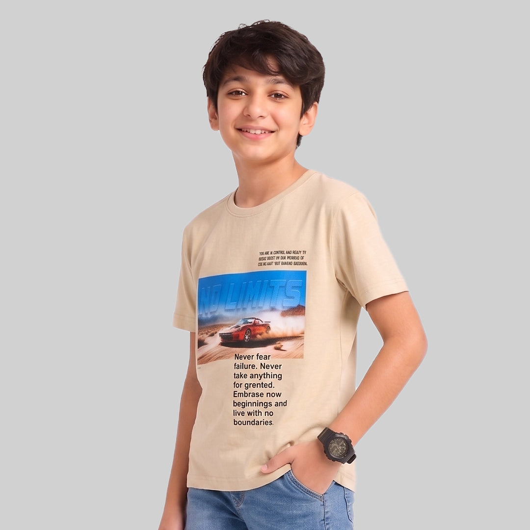 Kids Trendy NO LIMITS Printed Micro Polyester Casual T-Shirt