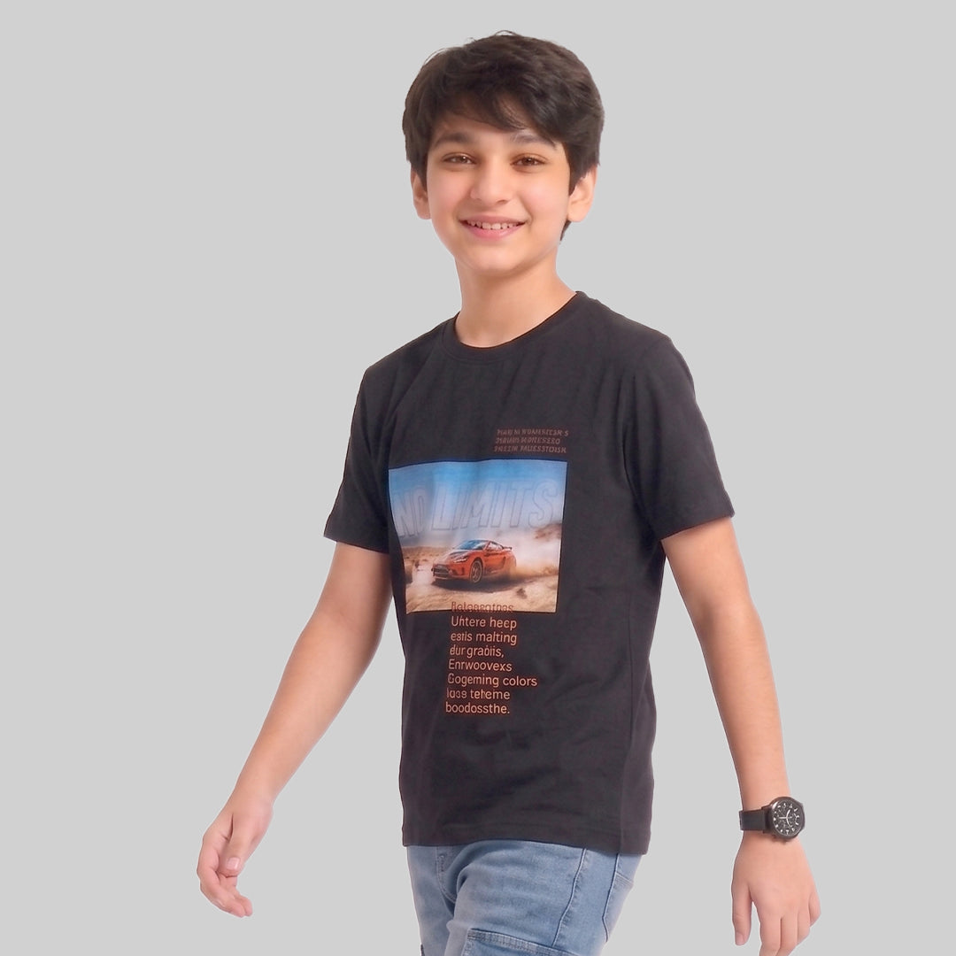 Kids Trendy NO LIMITS Printed Micro Polyester Casual T-Shirt