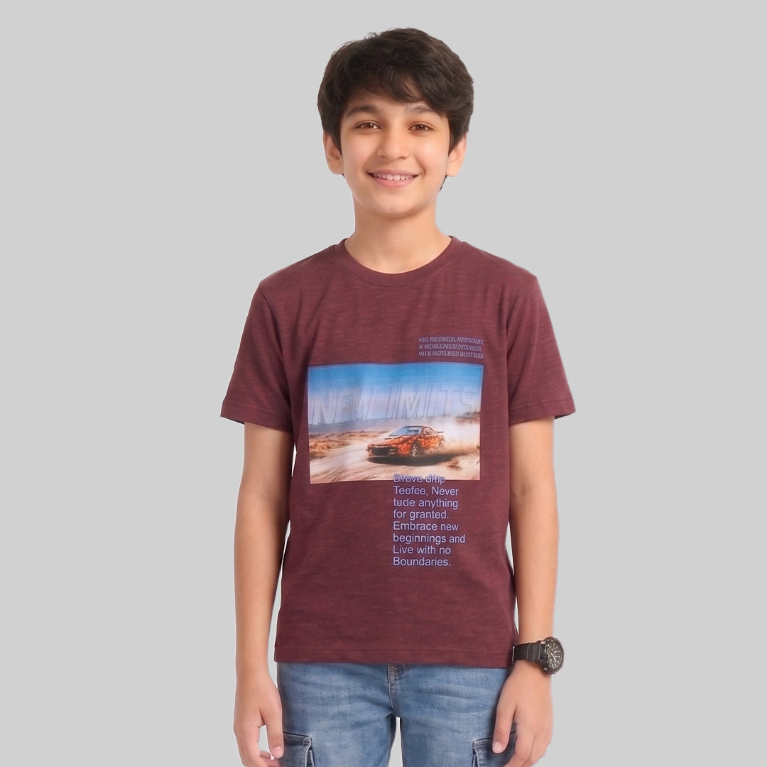 Kids Trendy NO LIMITS Printed Micro Polyester Casual T-Shirt