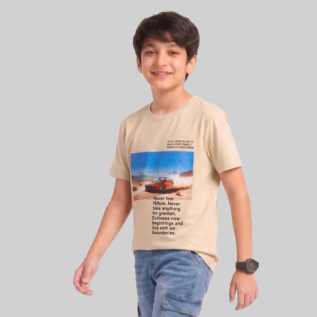 Kids Trendy NO LIMITS Printed Micro Polyester Casual T-Shirt