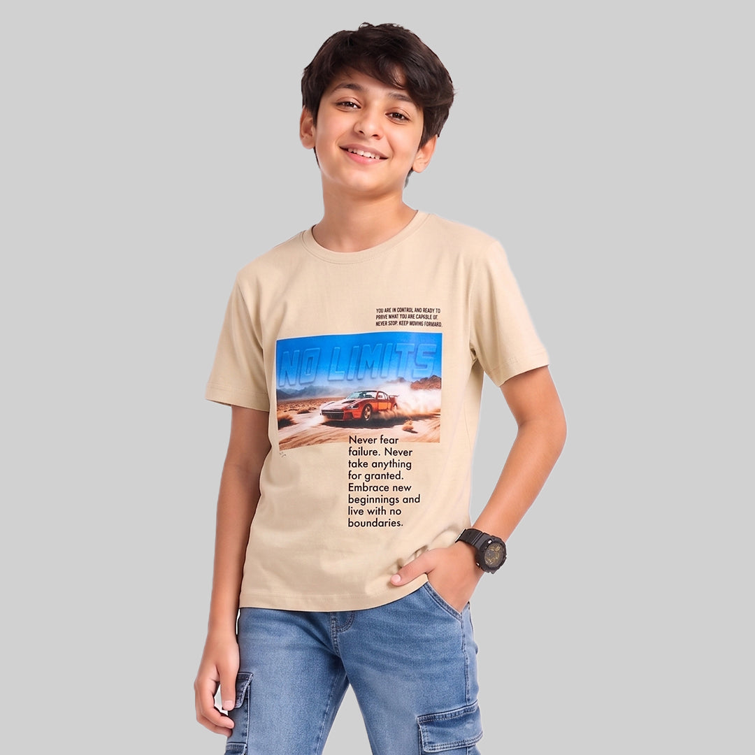 Kids Trendy NO LIMITS Printed Micro Polyester Casual T-Shirt