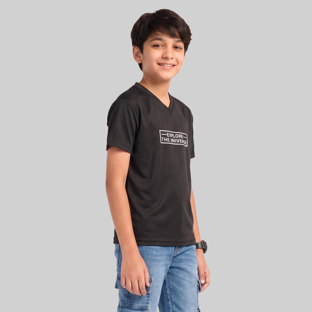 Kids Space Theme Graphic Printed T-Shirt ISRO Astronaut Print V-Neck Half Sleeve Tee