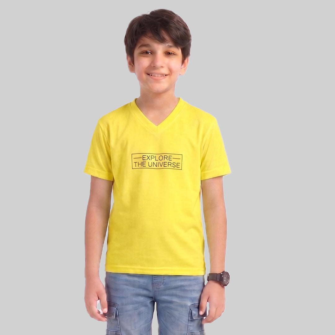 Kids Space Theme Graphic Printed T-Shirt ISRO Astronaut Print V-Neck Half Sleeve Tee