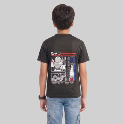 Kids Space Theme Graphic Printed T-Shirt ISRO Astronaut Print V-Neck Half Sleeve Tee