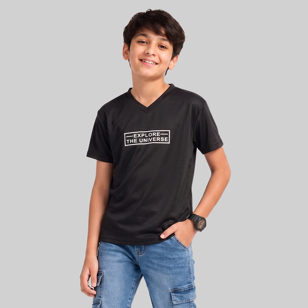 Kids Space Theme Graphic Printed T-Shirt ISRO Astronaut Print V-Neck Half Sleeve Tee