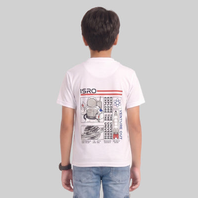 Kids Space Theme Graphic Printed T-Shirt ISRO Astronaut Print V-Neck Half Sleeve Tee