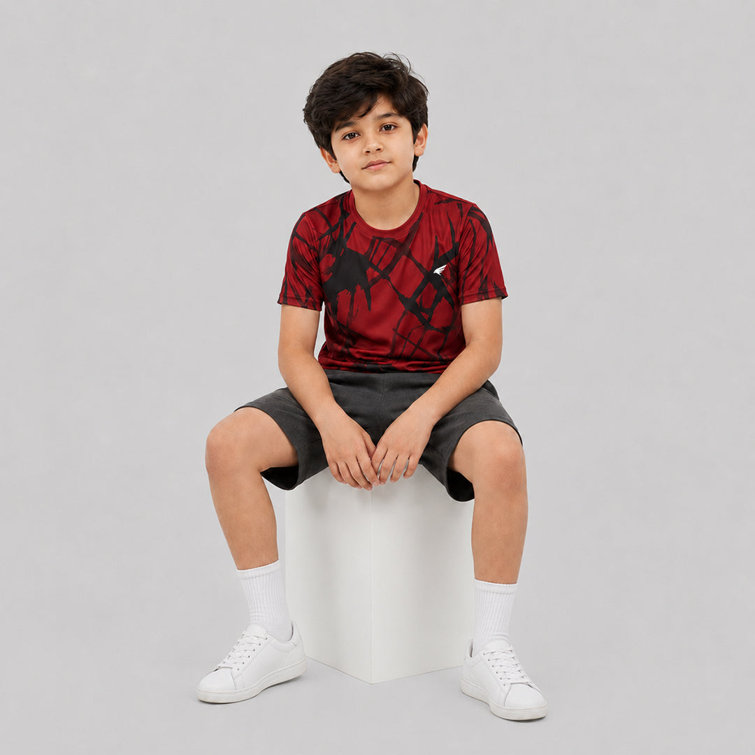 Kids Sports Round Neck Printed T-shirt