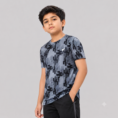 Kids Sports Round Neck Printed T-shirt