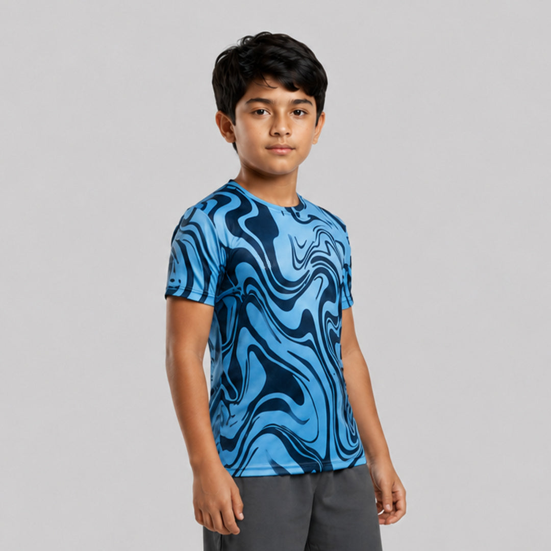 Kids Sports Round Neck Printed T-shirt