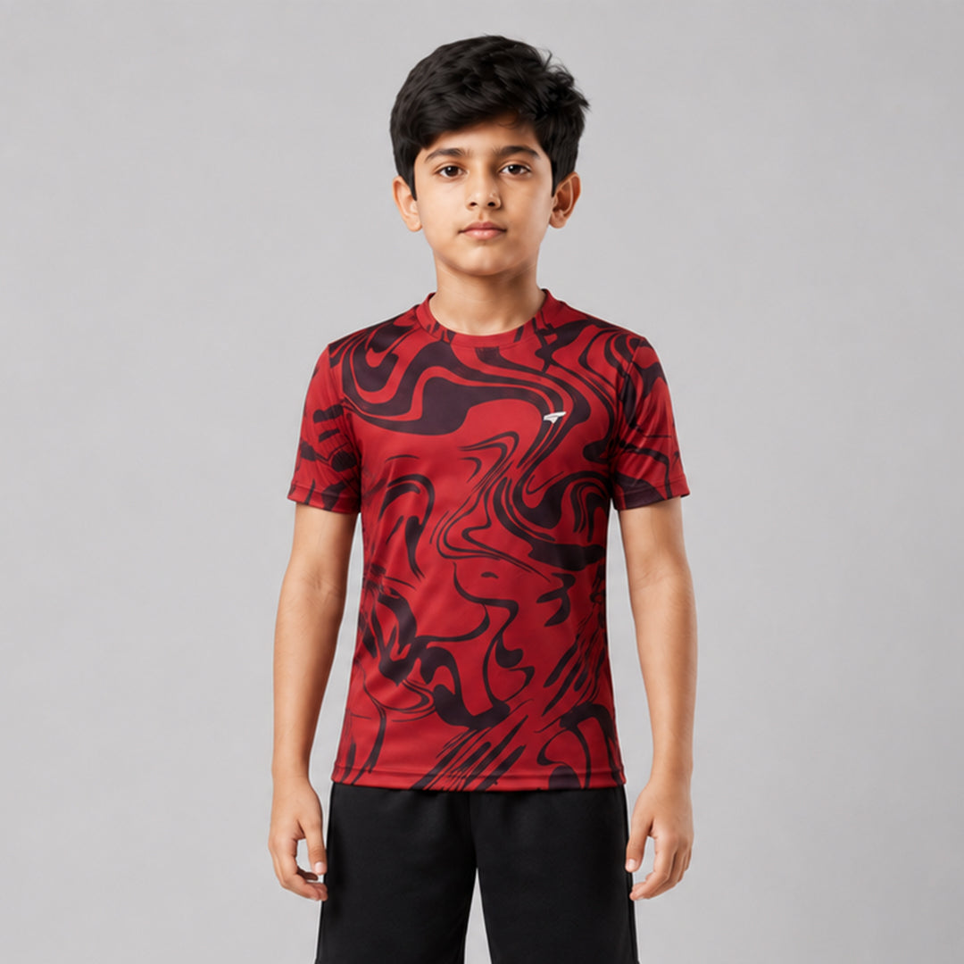 Kids Sports Round Neck Printed T-shirt