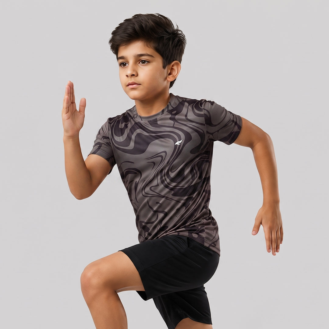 Kids Sports Round Neck Printed T-shirt